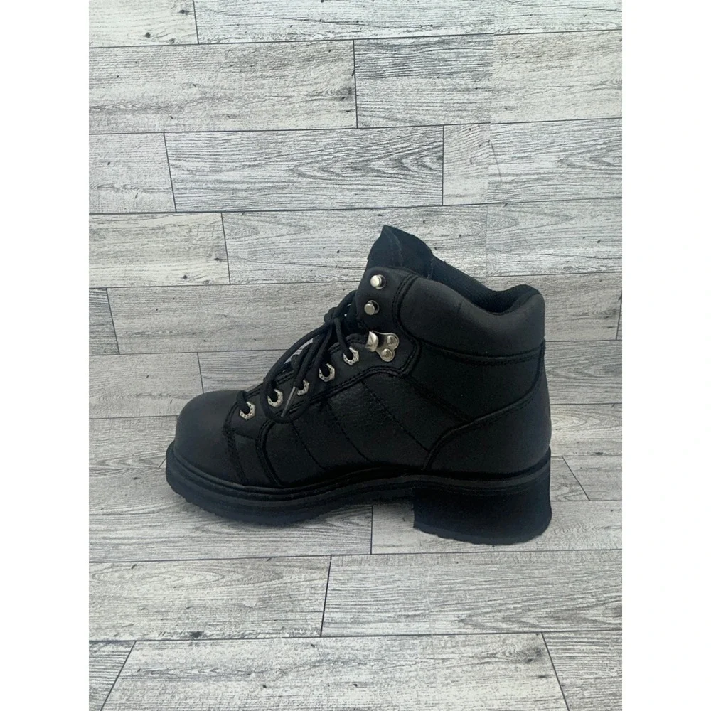 Thorogood Black Leather Lace Up Ankle Work Boots Mens 7.5‎ Wide Womens 9.5 Wide